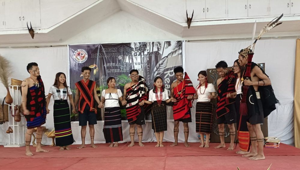 Students of MGM College perform a traditional dance.